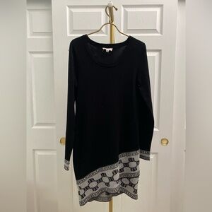 Cloud Chaser Black and White Long Sleeve Dress